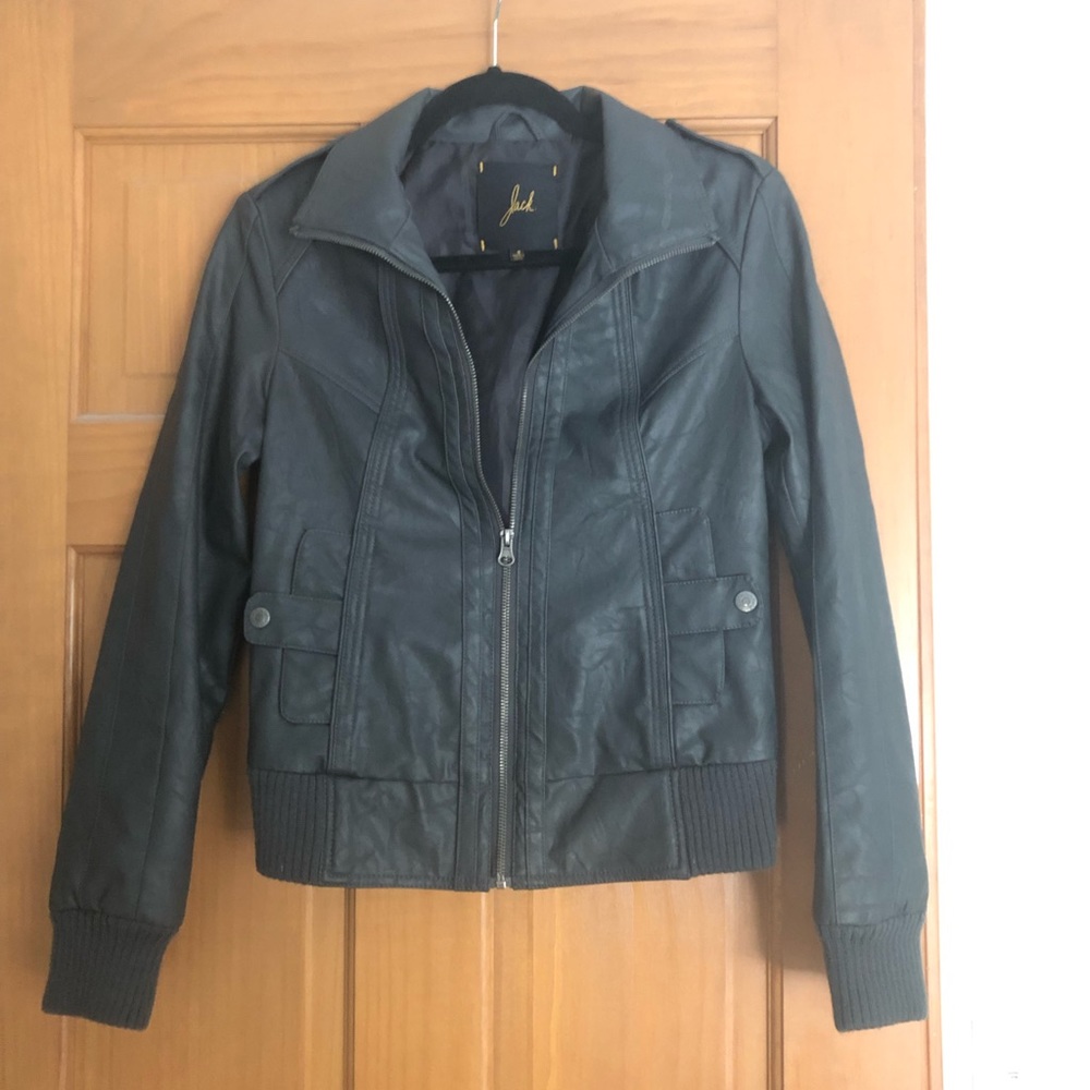Charcoal gray leather jacket